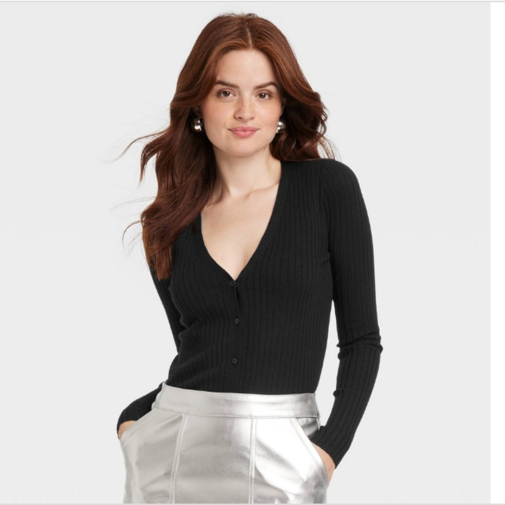 NWT Women's Fine Gauge Ribbed Cardigan